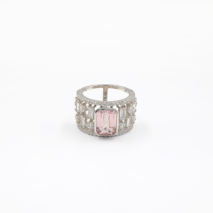 925 Sterling Silver Natural <b>Rose</b> <b>Quartz</b> <b>Ring</b> Rhodium Plated OEM ODM Fine Jewelry - Product Image 2