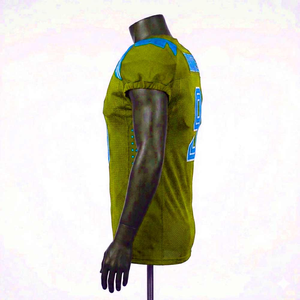 Camiseta de Fútbol Americano para Hombre, Verde Oliva y Azul, Número 9, Sublimada, Malla sin Mangas, Cuello en V, Ajuste Atlético, Absorbe la Humedad - Product Image 2