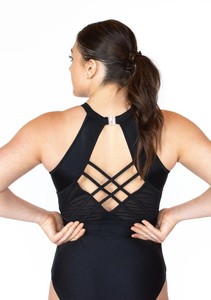 Leotardo de Entrenamiento para Mujer, Niña y Niños, Negro, con Lentejuelas y Pedrería, Sin Mangas, Cintura Elástica - Product Image 2