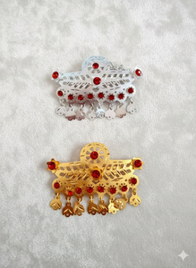 Peineta de Pelo Vintage Chapada en Oro Hecha a Mano, Ecológica, Impermeable, con Diseño de Flores y Mini Piedras Rojas, para Novias y Bodas, 15cm - Product Image 3