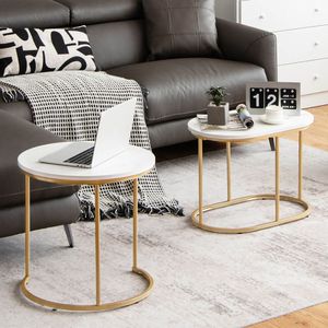 Set di Tavolini da Caffè Moderni con Effetto Marmo e Design Impilabile - Product Image 1
