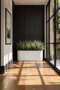 Hieta Garden White Fiberglass Giant Rectangular Smooth Modern <b>Large</b> Garden Planter Beautiful Flower <b>Pot</b> Set of 2 Sizes - Product Image 3