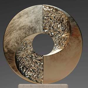 Escultura Abstracta Moderna de Acero Inoxidable, Pequeña, para Decoración de Interiores de Casa u Hotel, con Acabado Dorado, Artesanía Metálica - Product Image 5