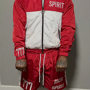 2026 Men Sets Two Piece Custom Windbreaker Shorts and Jacket <b>Tracksuits</b> breathable Zip up Nylon Two Piece Windbreaker Short - Product Image 1