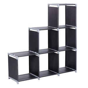 Scaffale di Stoccaggio Multifunzionale Nero a 3 Livelli e 6 Scomparti per Organizzazione Domestica - Product Image 1