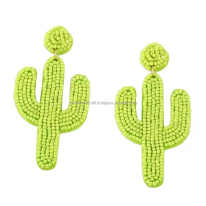 Haute Qualité Broderie Perles De Rocaille Conception Naturelle Mode Boucles D'oreilles Personnalisable Couleur Femmes Anniversaire Inde En Gros - Product Image 5
