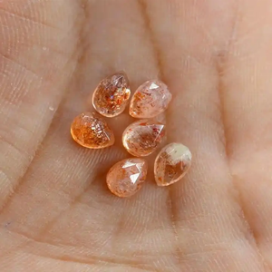 5มม. x 7มม. ลูกปัดหินสีกุหลาบตัดจากดวงอาทิตย์ทำจากหินอัญมณีที่เรียบ - Product Image 1