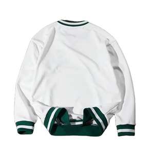 <b>White</b> <b>V</b>-<b>Neck</b> Knit Pullover With Green <b>V</b> Embroidery Long Sleeve Preppy Style Women's <b>Sweater</b> 100% Cotton Regular Fit - Product Image 2