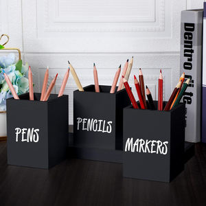 Porte-stylos en bois 4 pièces pour bureau, style ferme, avec plateau en bois, support pour crayons et marqueurs, boîte de rangement moderne pour bureau - Product Image 1