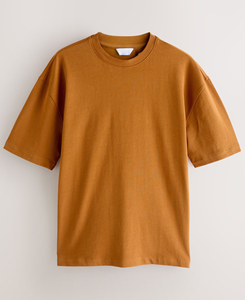 เสื้อยืดแขนสั้นผู้ชายทรงโอเวอร์ไซส์ สีพื้น น้ำหนักเบา ระบายอากาศได้ดี คอกลม ผ้าคอตตอนเจอร์ซีย์ ย้อมสีพื้น ถักทอ 320 กรัม - Product Image 3