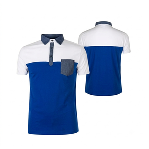 Polo homme gris sur mesure de qualité supérieure, manches courtes, vêtements de golf décontractés, design avec poche en denim, respirant et léger - Product Image 1