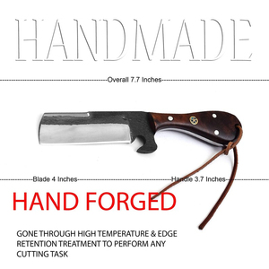 Cuchillo de Caza de Acero al Carbono con Mango de Madera Resistente, Cuchilla Fija Hecha a Mano, Borde Afilado, Uso Pesado - Product Image 6