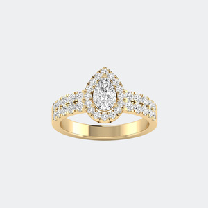 แหวนเพชรทรงลูกแพร์ 1.15 กะรัต - ดีไซน์ฮาโลแบบประดับเพชรสองชั้น - Product Image 1