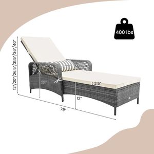 Chaise longue d'extérieur avec dossier réglable sur 6 niveaux, coussin et oreiller pour bronzer - Product Image 5