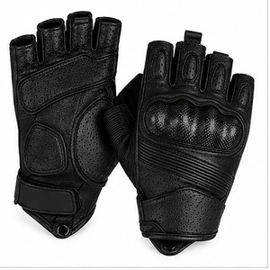 Summer Genuine Leather Motorcycle Gloves <b>Half</b> Finger Touch Screen Moto Racing Gloves Breathable Anti <b>Slip</b> Impact Protection - Product Image 1