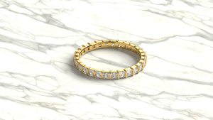 Anillo de Diamantes de Corte Princesa de Oro de 18K de Lujo, Banda Eternity con Canal de Diamantes, Anillo Apilable para Aniversario o Boda, Regalo Unisex - Product Image 3