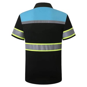 2026 OEM |   Haute visibilité |   Chemise de sécurité réfléchissante noire à manches courtes |   T-shirt de travail Polo de sécurité routière pas cher - Product Image 3