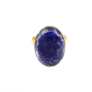 Anillo de latón chapado en oro de 18 quilates con piedra de lapislázuli de forma elegante, estilo minimalista, para mujeres y niñas, venta al por mayor. - Product Image 1