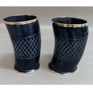 Engraved Polished Viking Animal Drinking Horn Cup Handmade Natural Buffalo Horn Glass by HANNAN HANDICRAFT - Product Image 1