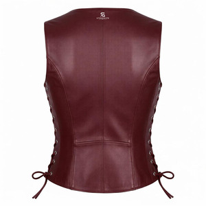 Women <b>Leather</b> <b>Biker</b> Waistcoat Motorcycle Style Slim Fit Sleeveless Vintage <b>Vest</b> V Neck Outerwear Windproof Casual Streetwear - Product Image 4