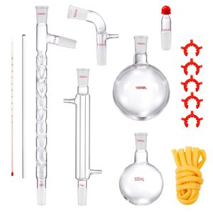Kit di Distillazione da Laboratorio in Vetro Borosilicato 3.3 con Giunto 24/40, Apparato per Oli Essenziali da 1000ml - Product Image 1