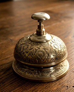 <b>Brass</b> Floral Service <b>Bell</b> Vintage Embossed Press <b>Bell</b> Decorative Reception Counter <b>Bell</b> for Hotel Restaurant Office and Home - Product Image 3