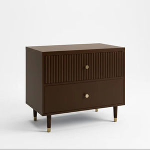 PKP FURNITURE Modern Chocolate Brown 2 Drawer Cabinet Wood <b>Bedroom</b> Midcentury Floor Mount Durable Eco-Friendly Inflatable Home - Product Image 4