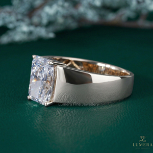 Anillo de Compromiso con Diamante Cultivado en Laboratorio Certificado por IGI, Oro Blanco de 9K, 10K, 14K, 18K, Corte Radiante, Solitario, Banda Ancha para Mujer - Product Image 2