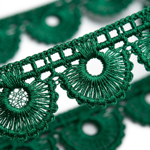 10mm <b>Emerald</b> Green Geometric Guipure Eco-Friendly Lace Trim Customizable Direct Manufacturer Curtains Cushions Table Bags - Product Image 4