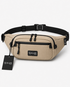 Sac banane en nylon GAPE, sangle réglable, léger, unisexe, sport de plein air, décontracté, fermeture éclair, couleur unie beige, variété - Product Image 5