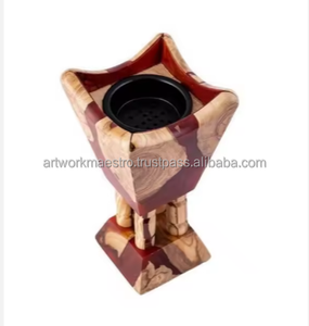 BRÛLEUR D'ENCENS ARABE EN BOIS ET MÉTAL EN RÉSINE ÉCOLOGIQUE FAIT MAIN ARTWORK MAESTRO, Uttar Pradesh Inde - Parfum d'aromathérapie - Product Image 4