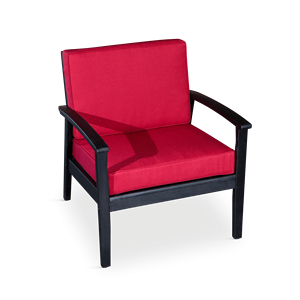 Sedia da giardino in eucalipto con finitura espresso, seduta profonda e cuscini bordeaux - Product Image 2