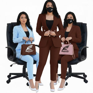 Conjunto de Blazer y Pantalones Slim de Último Diseño, Cierre Cruzado con Botones, Tejido de Algodón y Poliéster, Traje Formal de Negocios para Mujer - Product Image 2