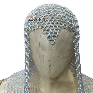 Coif en maille médiévale en aluminium à anneaux boutés de 10 mm, armure de chevalier pour adulte unisexe, costume de cosplay et de reconstitution historique - Product Image 5