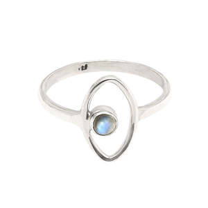 Beautiful Eye Around Design Ring Comes With Round Cut Rainbow Moonstone Gemstone Crafted From 925 Sterling <b>Solid</b> <b>Silver</b> Ring - Product Image 1