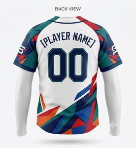 Maillot de baseball personnalisé unisexe, imprimé géométrique sublimé, respirant, manches courtes, 100% polyester [NOM DU CLUB] 00 Regular - Product Image 2