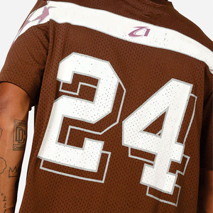 Maillot de football américain vintage marron en maille respirante, coupe oversize, pour entraînement d'équipe, fournisseur de t-shirts - Product Image 2