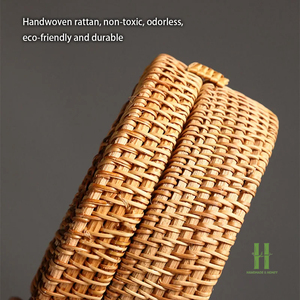 BEST PRICE Rattan Gift <b>Box</b> Handmade Natural Wicker Storage Basket <b>with</b> <b>Lid</b> Eco Friendly Packaging for Special Occasions - Product Image 3