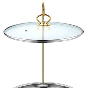 ถาดอุ่นอาหารแบบมีขาตั้งลายทองหรูหรา พร้อมฝาแก้วและชั้นวางสแตนเลสอย่างดี สำหรับบุฟเฟ่ต์และงานจัดเลี้ยง - Product Image 4