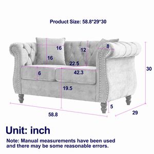 Divano Chesterfield a 2 Posti in Velluto Nero da 149 cm con Braccioli Arrotolati e Borchie Decorative per Soggiorno - Product Image 4