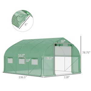 Grande 11.5 'walk-In alta serra a Tunnel con rete porta e finestre per uso giardino - Product Image 3