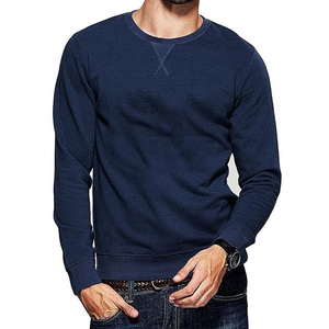 Sudadera de cuello redondo para hombre, color azul marino oscuro, manga larga, informal, para otoño e invierno - Product Image 1