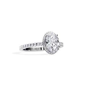 Anillo de compromiso con diamante de corte ovalado, engaste de púas, joyería fina floral para mujer, certificado IGI - Product Image 3