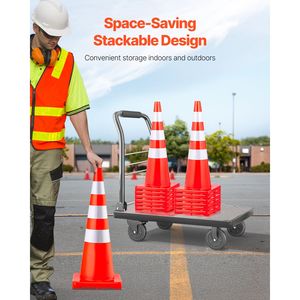 6 Coni Stradali di Sicurezza da 36 Pollici in PVC Arancione con Collari Riflettenti e Base Pesante in PE, Utilizzabili per Cantieri e Traffico - Product Image 6