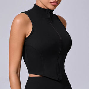 Casual Wear Private Label Manufacturer Women Sleeveless <b>Zipper</b> Fashion <b>Top</b> Modern Casual Wear <b>Zipper</b> Shirts - Product Image 3