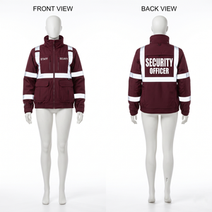 Chaqueta de Seguridad Unisex Premium de 300 Gramos, Impermeable, con Capucha, de Tela de Poliéster para Invierno, Color Granate, Panel Reflectante, Bordado Personalizado - Product Image 1