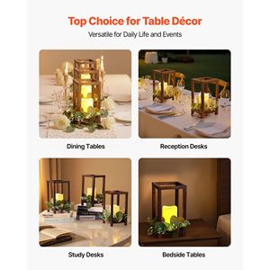 12 <b>Set</b>/36 Pcs Wooden Wedding <b>Lantern</b> Centerpiece Includes 12 Wooden <b>Lantern</b> Candle Holder 12 Flameless LED Decorations Weddings - Product Image 6