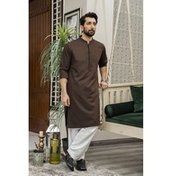 Ensemble Kurta Pyjama pour Homme en Coton Vintage Réversible, Infroissable et Séchage Rapide, Idéal pour Mariages, Fêtes et Usage Quotidien Décontracté