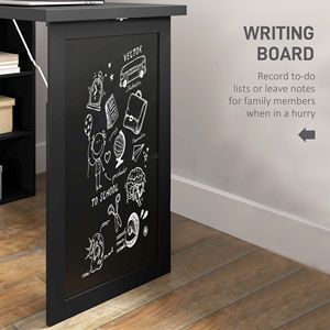 Convertible Home Office Desk with Blackboard <b>Wall</b> Mount Computer <b>Table</b> and Side Shelf <b>Fold</b>-Out Laptop <b>Table</b> Black Color - Product Image 6