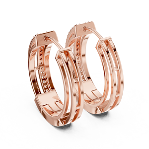 Pendientes de Aro Huggie de Oro Rosa de 18K con Doble Hilera de Diamantes Redondos Cultivados en Laboratorio de 1 Quilate, Joyería de Lujo para Mujer S VIRVADIYA - Product Image 3